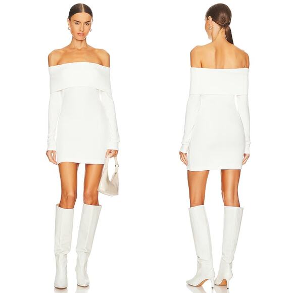 Enza Costa x REVOLVE | Off-shoulder Sweater Mini Dress in Winter White M - Picture 1 of 11
